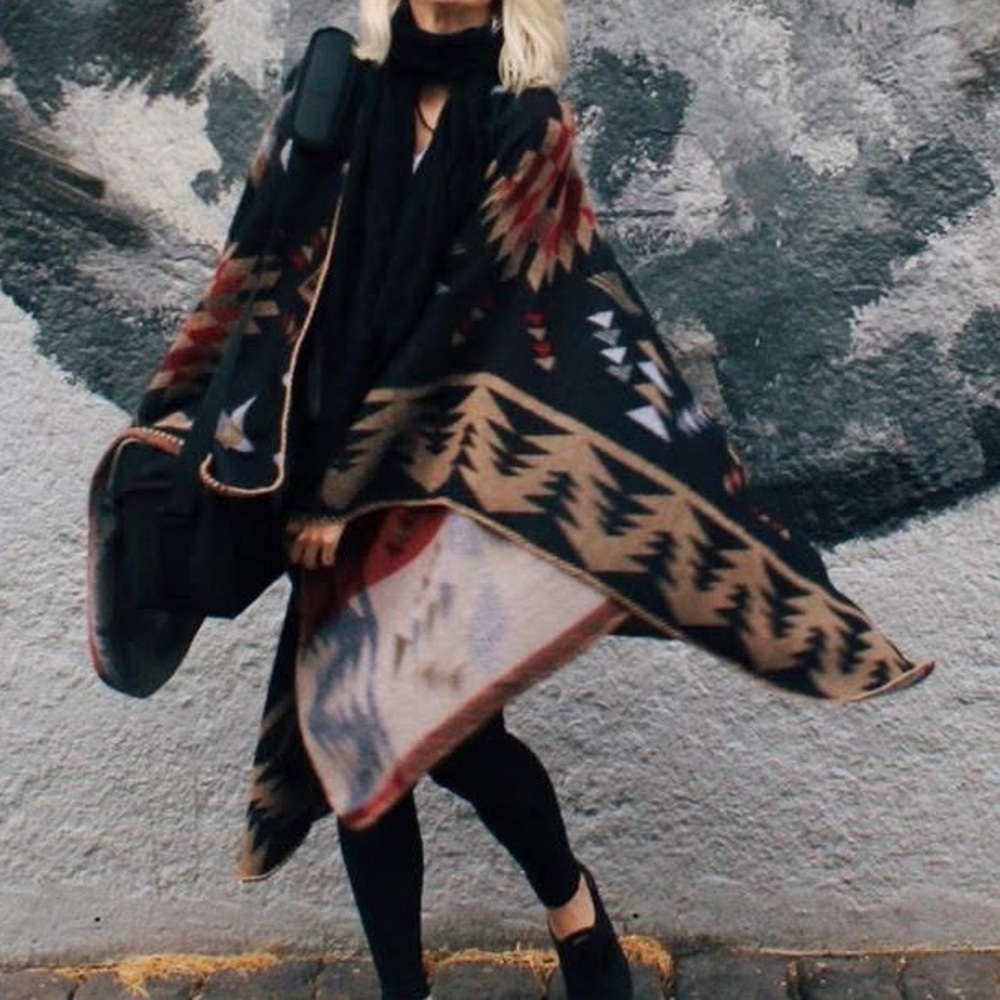 Multicolor Fall Poncho